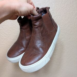 Old Navy Chelsea Brown high top boots sneakers leather look US 13 kids